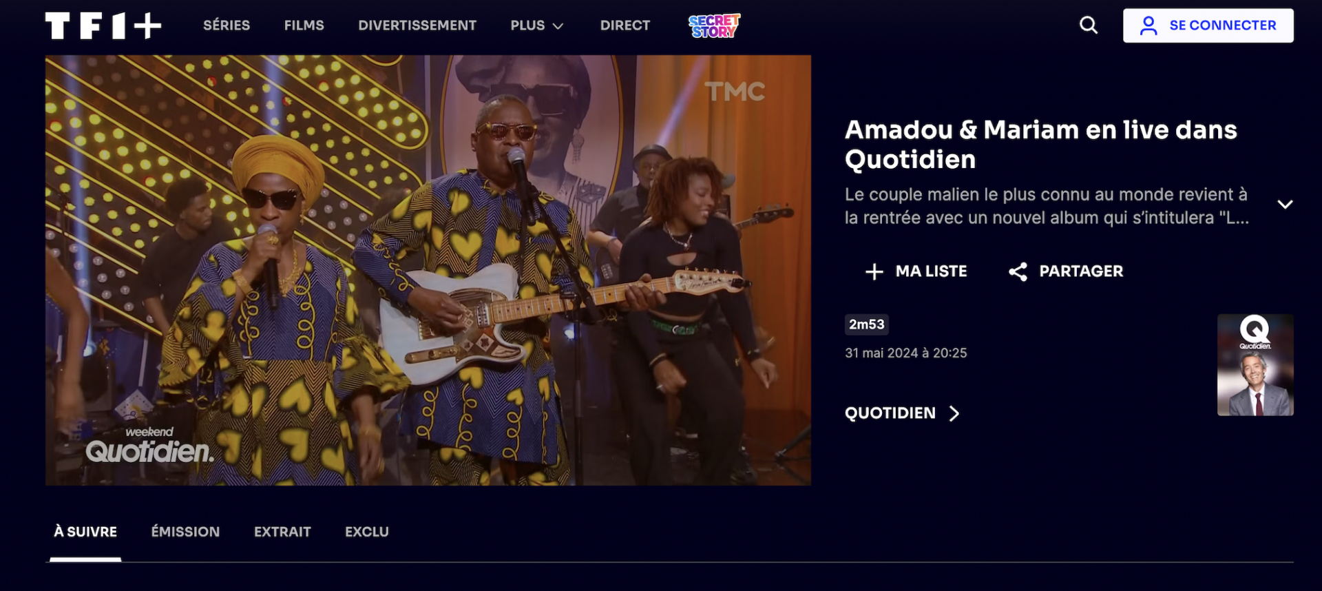 Amadou & Mariam en directo en Quotidien